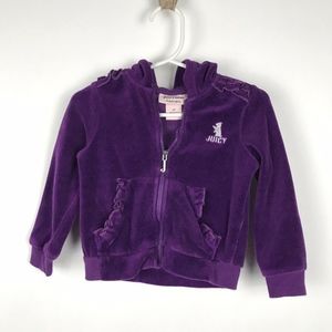 Juicy Couture Purple Velour Velvet Zip Up Hoodie
